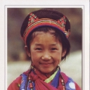 Mongoloid girl draped in traditional costume