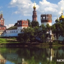 Moscow. Panoramic view of Novodevichy Convent from pond
