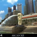 The Merlion in front of the Fullerton Hotel