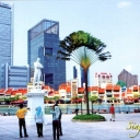 Monument to Sir Stamford Raffles and Singapore River