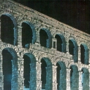 Segovia. Detail of the Aqueduct. Nocturnal sight