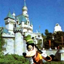Goofy in front of Sleeping Beauty Castle