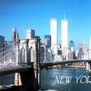 The Brooklyn Bridge and the Twin Towers WTC in the backgroun