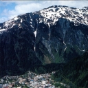 Aerial view of Alaska's capital city. Juneau, Alaska
