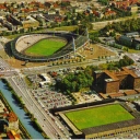 Aerial view of Old and New Ullevi Stadium and the police dep