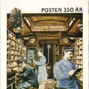 Interiör av gammal postkupe