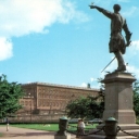 Stockholm - The Royal Palace and the statue of the king Karl
