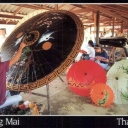 The making of hand-painted paper umbrellas. Chiang Mai, Thai