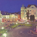 Chernivtsi at night. Philharmonia square