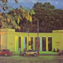 Chernivtsi at night. Central entrance to T.H.Shevchenko park