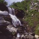 Chornohora. Upper cascade of waterfall on Munchel river