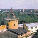 Novgorod. Theodore Tower of Kremlin and view of city