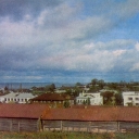Belozersk. View of the town. In the foreground, rows of old