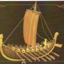 Ancient Novgorod riverboat. Around the 11th century