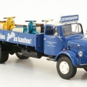 Mercedes + Zündapp L3500 flatbed platform trailer, Zündapp-Werke Ltd., with 3 Bella as material loaded