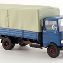 Mercedes LP608 flatbed platform trailer, blue