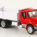 International 4300, dump truck, 2-axle, red