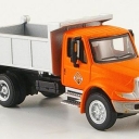 International 4300, Kipp trailer, 2-axle, orange