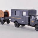 Magirus 125 box-wagon, German Bundesbahn, box-wagon-truck with trailer and 2 Kabeltrommeln