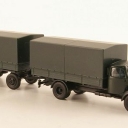 Mercedes L311 flatbed platform trailer-truck with trailer, dark-green